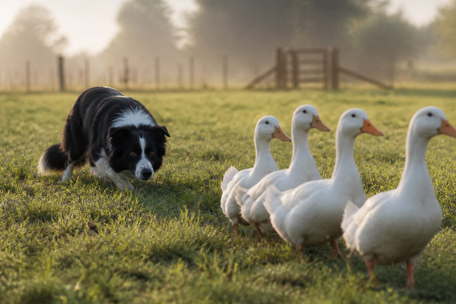 Border Collie Retired From Sheep Decides The Farm's Ducks Are His Job Now